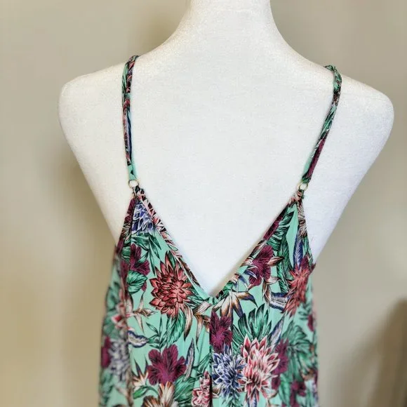 Jessica Simpson Long turquoise floral asymmetrical dress w/adjustable straps MED - Picture 4 of 7